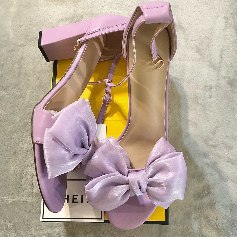 NEW SHEIN Purple Sandals/Heels with Oversized Bow